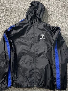 RLX Ralph Lauren Jacket Men Medium Black Full Zip Performance Hooded Lightweight